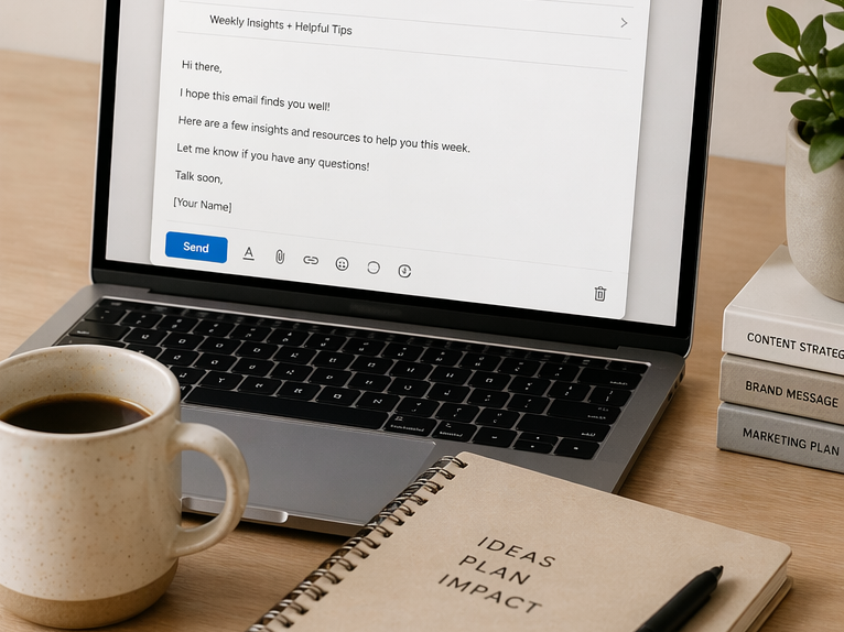 Clean email, laptop on desk