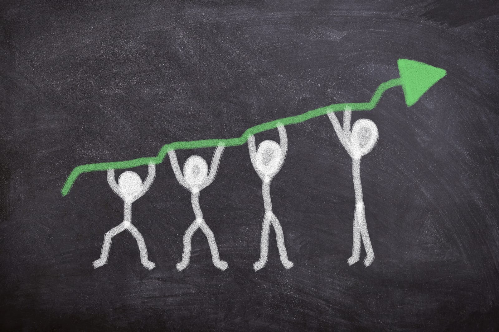 Stick figures holding a path forward
