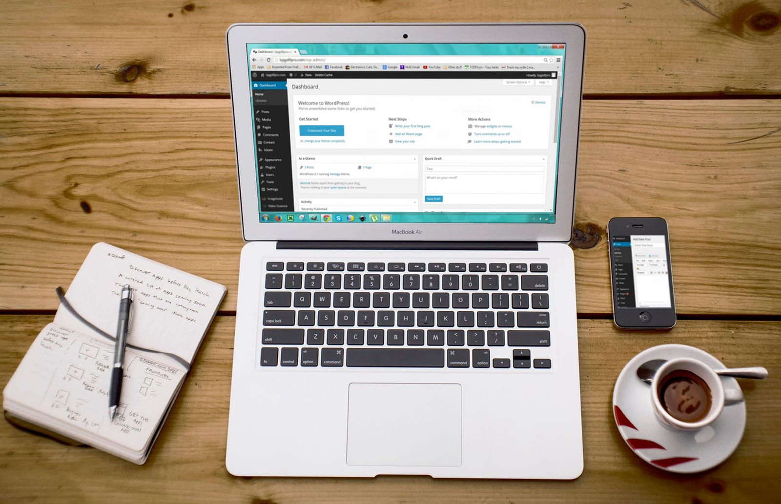 Website editing on a laptop