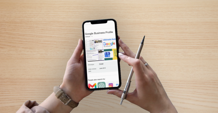 Small business owner updating their Google Business Profile on a phone